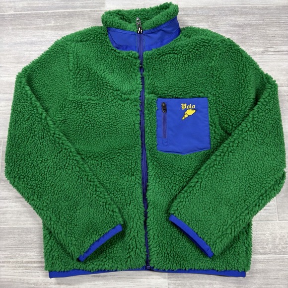 $155 Polo Ralph Lauren Teddy‎ Fleece Hybrid Jacket Athletic Green Small (8) NWT